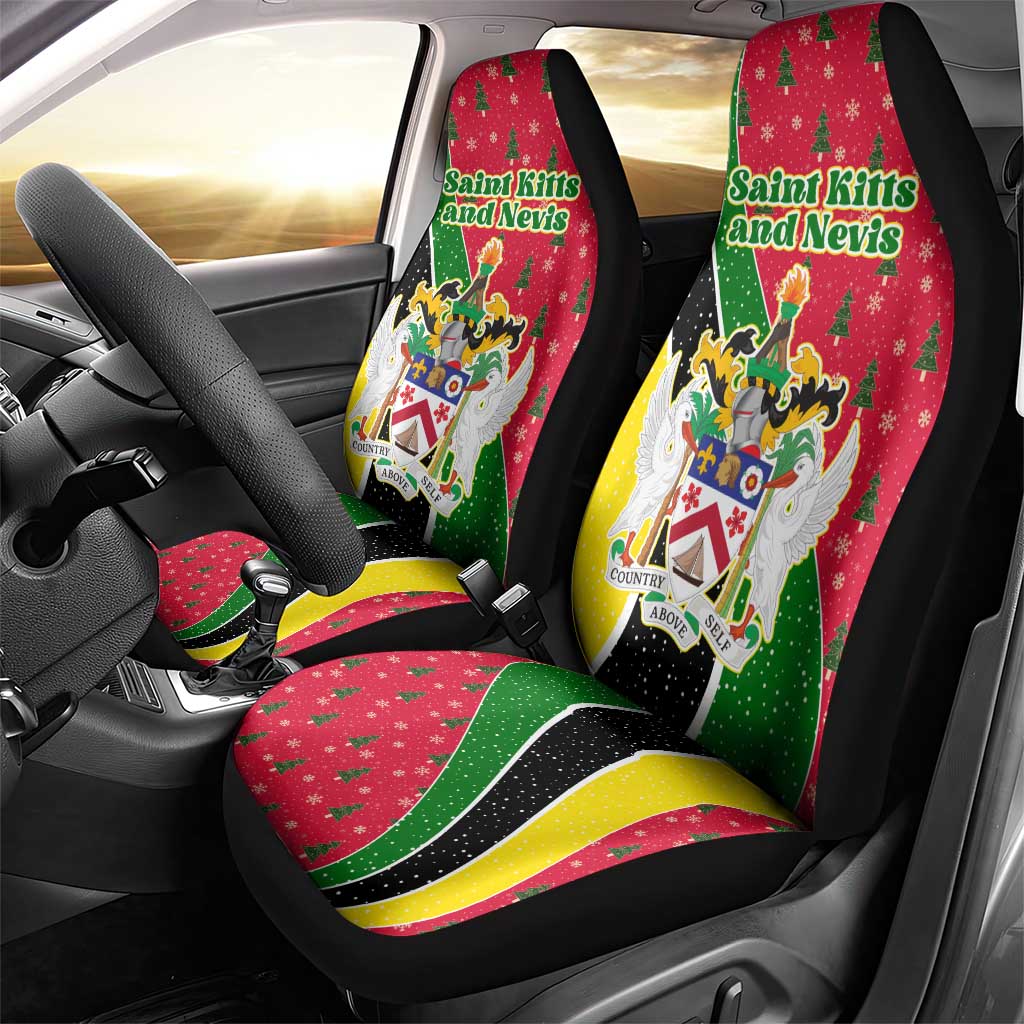 Saint Kitts and Nevis Christmas Car Seat Cover with Red Green Black Xmas Monkey Gift and Coat of Arms TS04