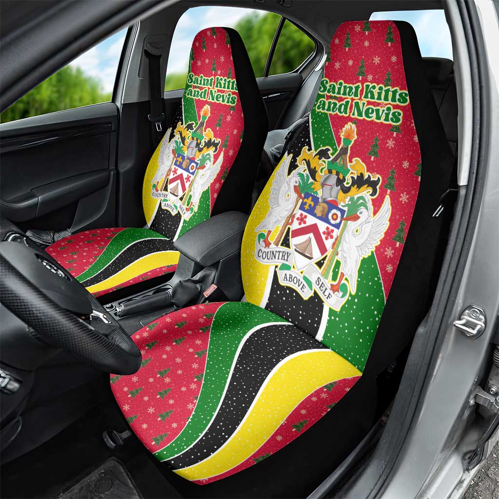 Saint Kitts and Nevis Christmas Car Seat Cover with Red Green Black Xmas Monkey Gift and Coat of Arms TS04