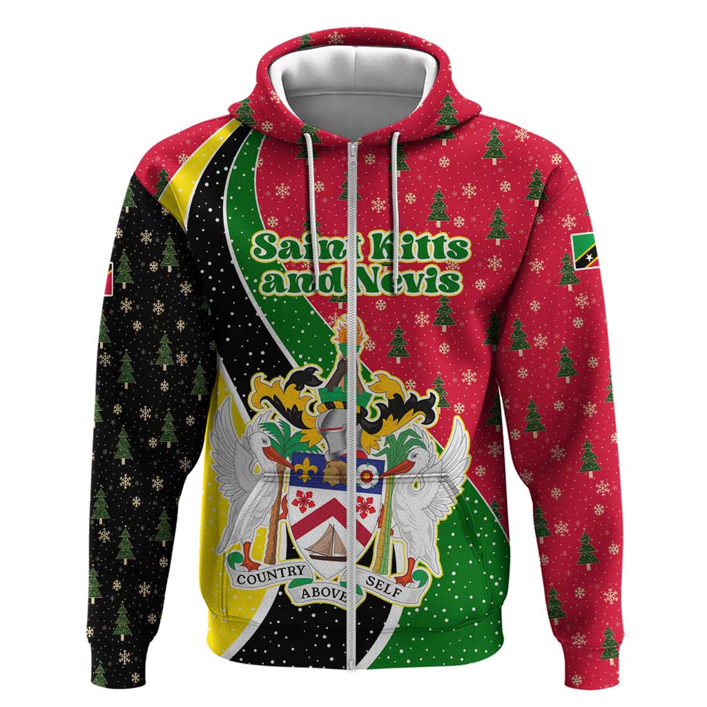 Saint Kitts and Nevis Christmas Hoodie with Red Green Black Xmas Monkey Gift and Coat of Arms TS04