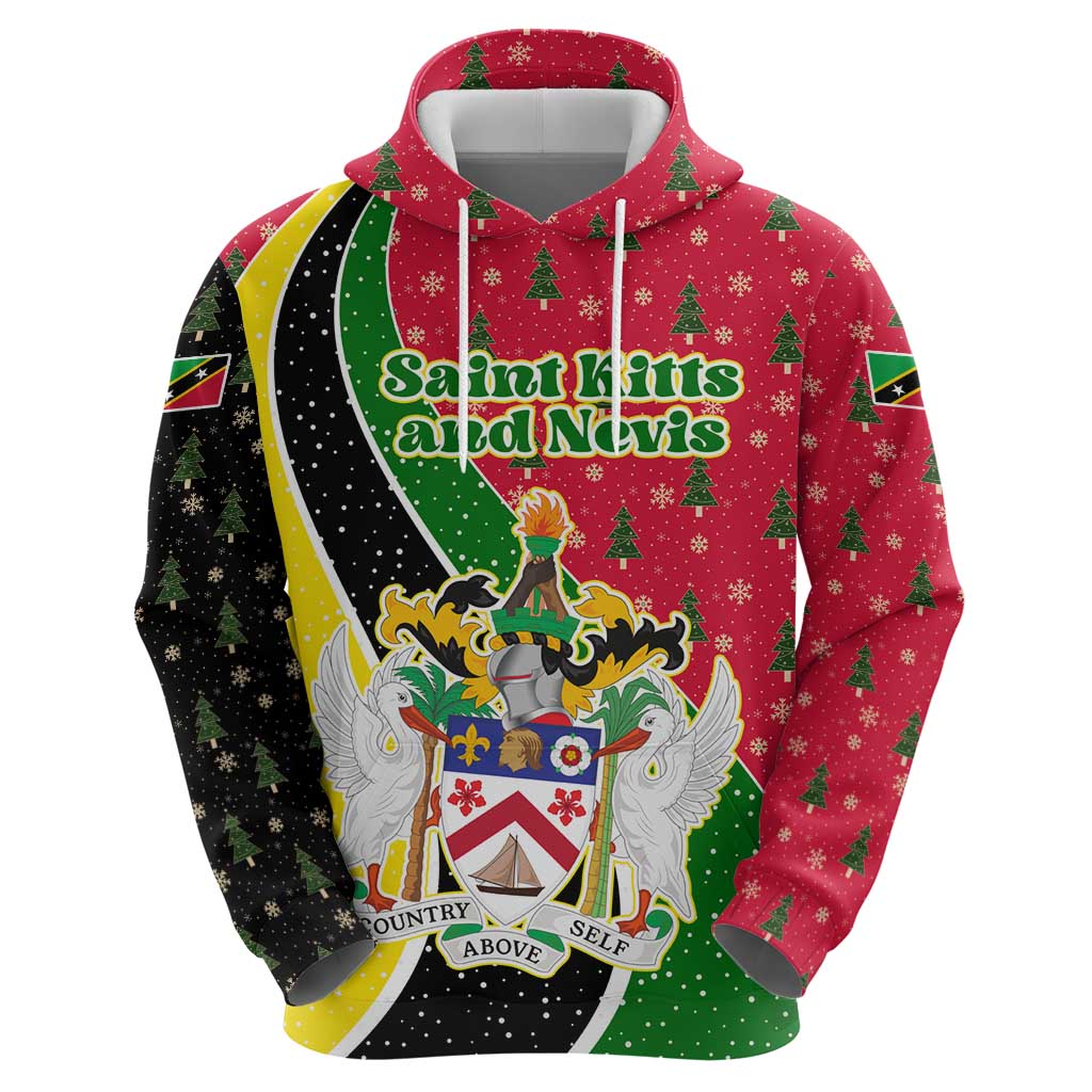 Saint Kitts and Nevis Christmas Hoodie with Red Green Black Xmas Monkey Gift and Coat of Arms TS04