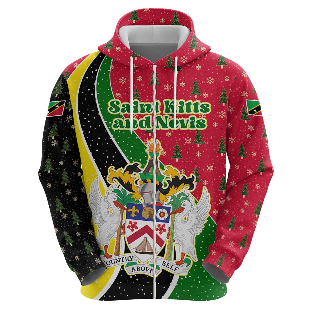 Saint Kitts and Nevis Christmas Hoodie with Red Green Black Xmas Monkey Gift and Coat of Arms TS04