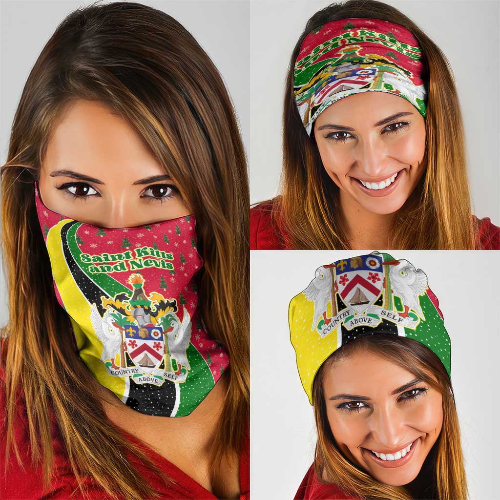 Saint Kitts and Nevis Christmas Neck Gaiter with Red Green Black Xmas Monkey Gift and Coat of Arms TS04