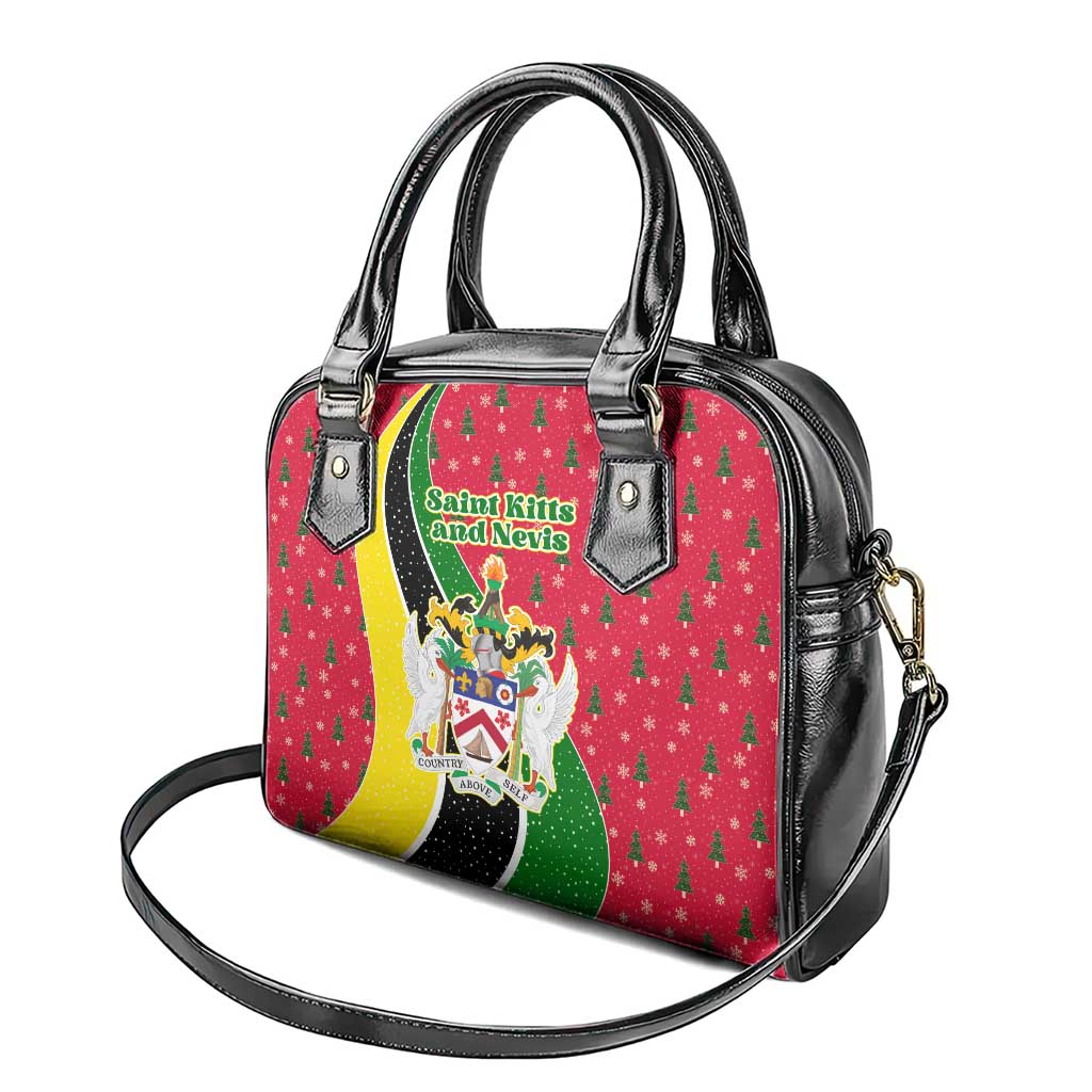 Saint Kitts and Nevis Christmas Shoulder Handbag with Red Green Black Xmas Monkey Gift and Coat of Arms TS04
