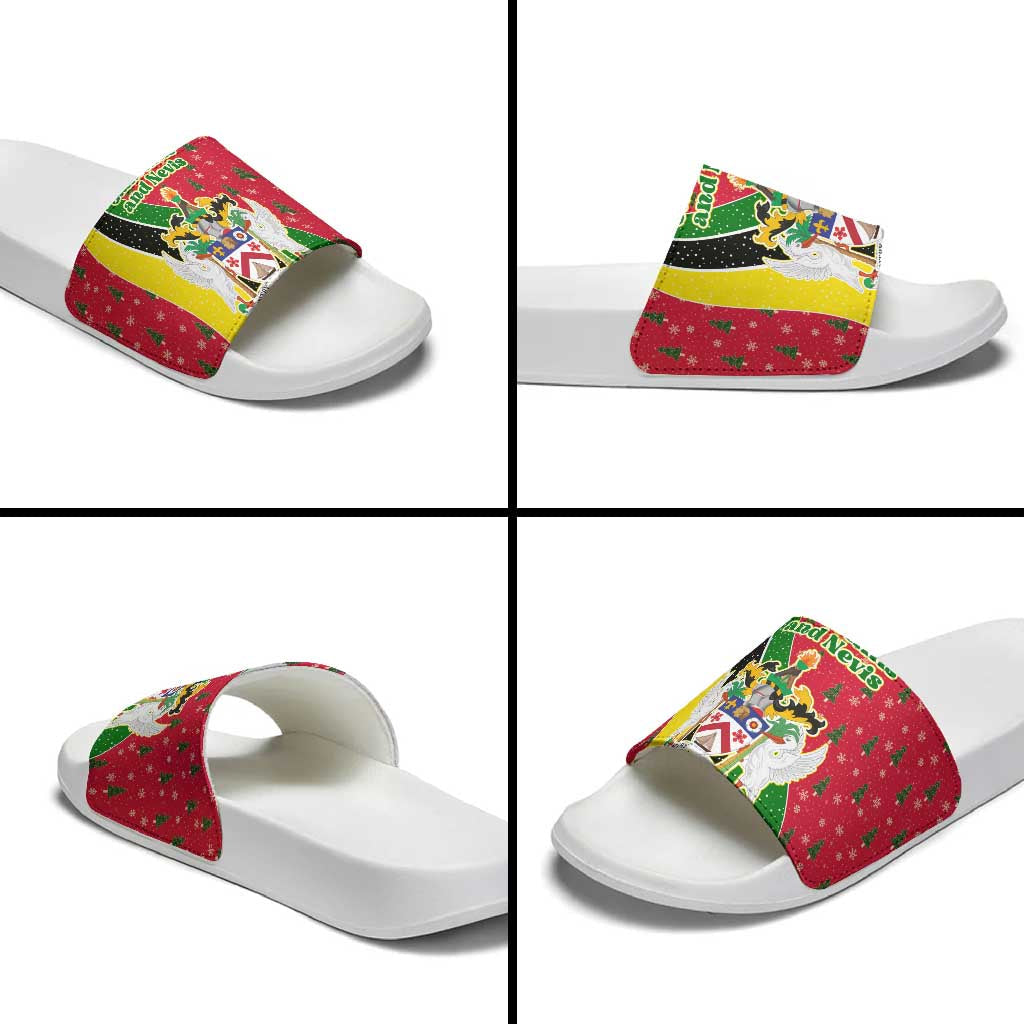 Saint Kitts and Nevis Christmas Slide Sandals with Red Green Black Xmas Monkey Gift and Coat of Arms TS04