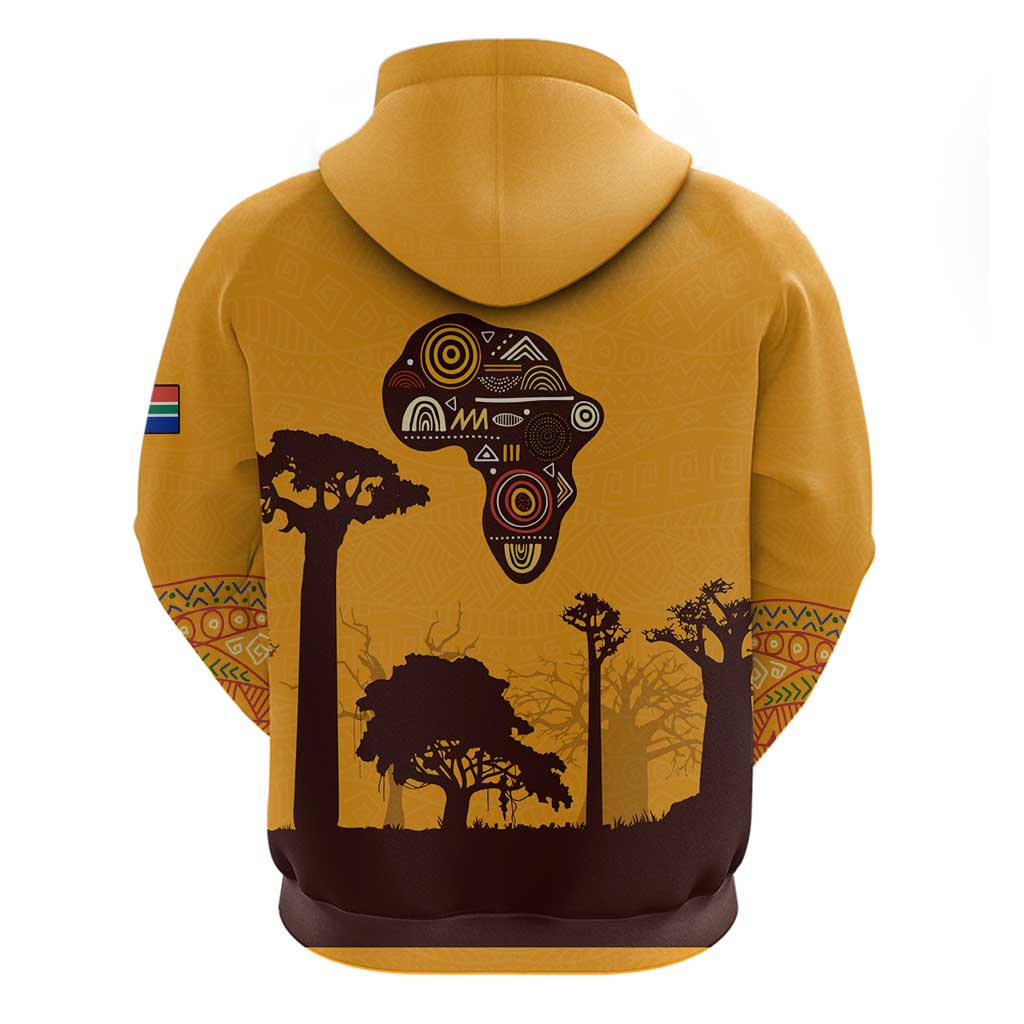 Tribal Africa Heritage with South Africa Flag Hoodie Wildlife Silhouettes in Earthy Yellow and Brown TS04