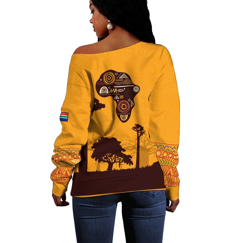 South Africa Flag Off Shoulder Sweater Tribal Africa Heritage - Wildlife Silhouettes in Earthy TS04