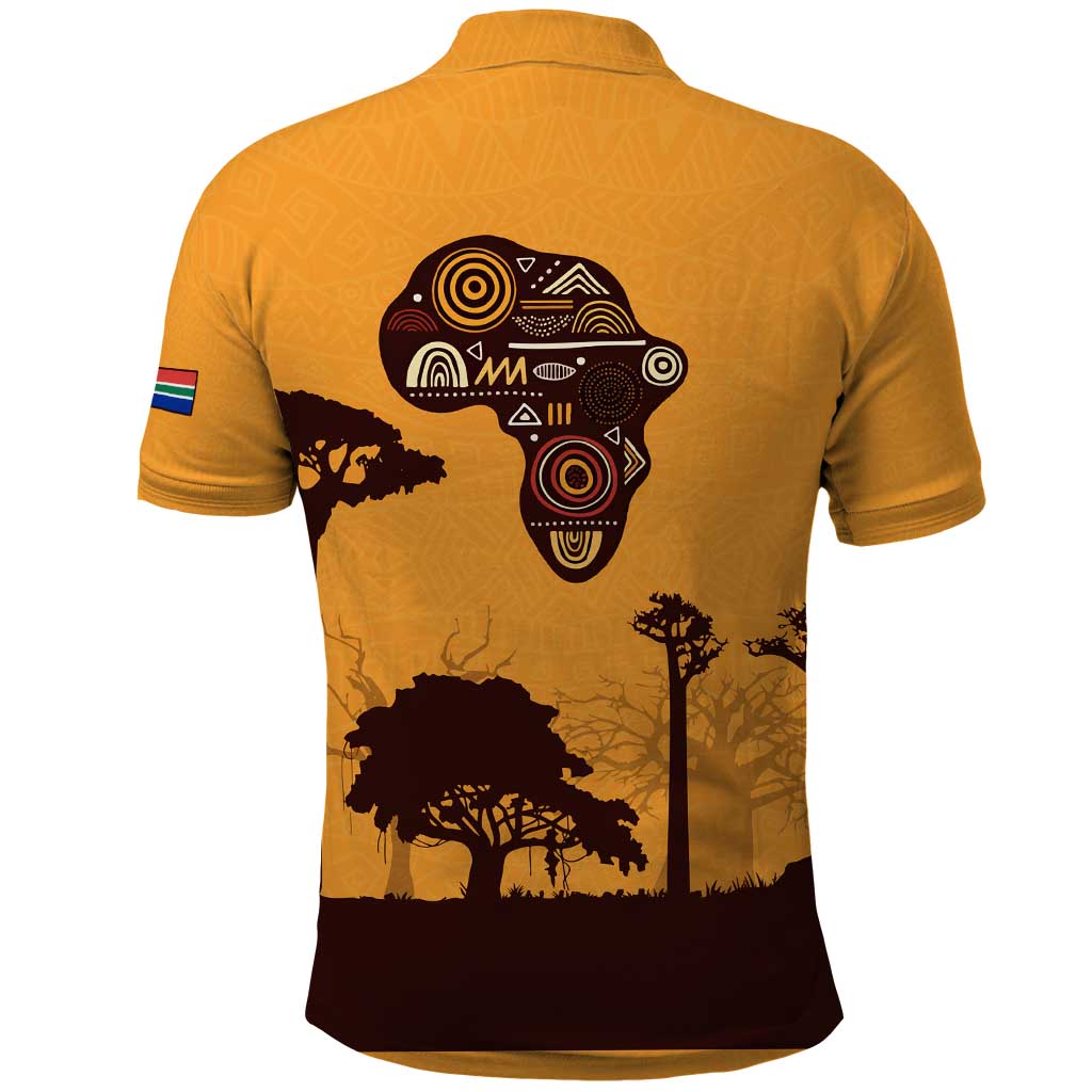 Tribal Africa Heritage with South Africa Flag Polo Shirt Wildlife Silhouettes in Earthy Yellow and Brown TS04