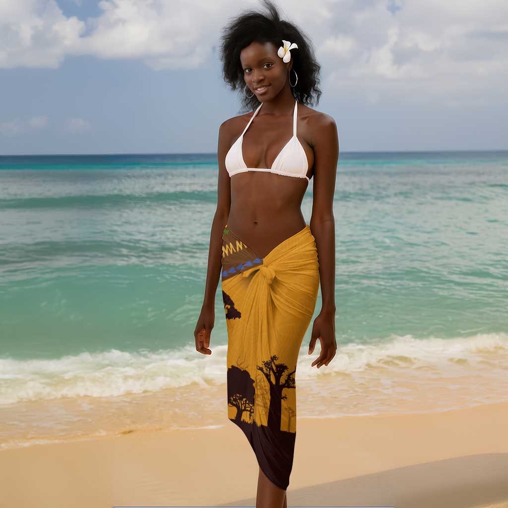South Africa Flag Sarong Tribal Africa Heritage - Wildlife Silhouettes in Earthy TS04
