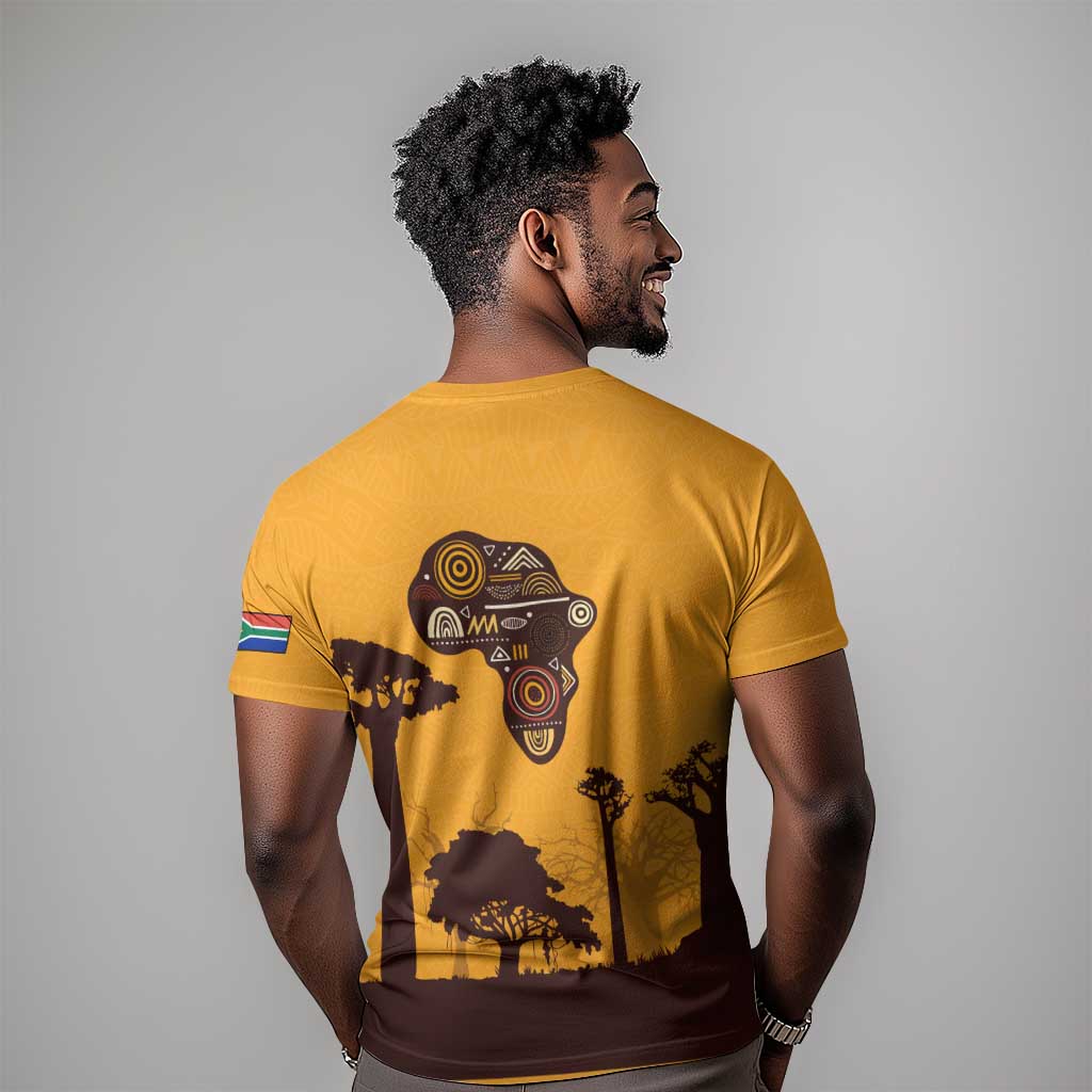 South Africa Flag T shirt Tribal Africa Heritage - Wildlife Silhouettes in Earthy TS04