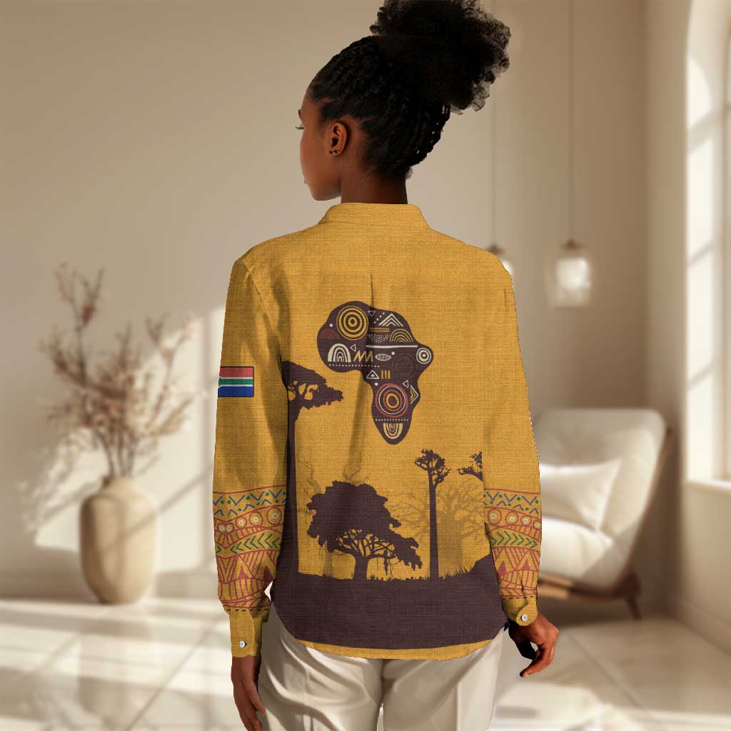 South Africa Flag Women Casual Shirt Tribal Africa Heritage - Wildlife Silhouettes in Earthy TS04