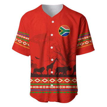 Wildlife South Africa Baseball Jersey Tribal Pattern National Flag Safari Silhouettes TS04