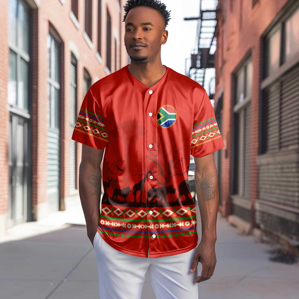Wildlife South Africa Baseball Jersey Tribal Pattern National Flag Safari Silhouettes TS04