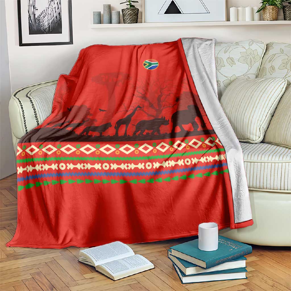 Wildlife South Africa Blanket Tribal Pattern National Flag Safari Silhouettes TS04