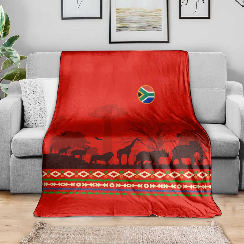 Wildlife South Africa Blanket Tribal Pattern National Flag Safari Silhouettes TS04