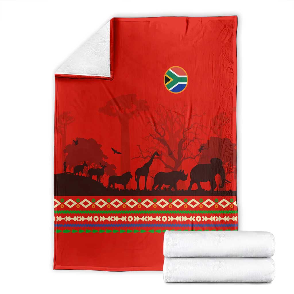 Wildlife South Africa Blanket Tribal Pattern National Flag Safari Silhouettes TS04