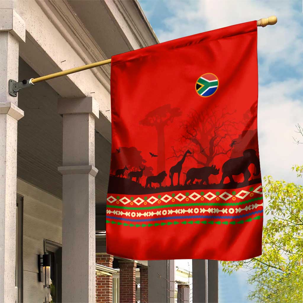Wildlife South Africa Garden Flag Tribal Pattern National Flag Safari Silhouettes TS04