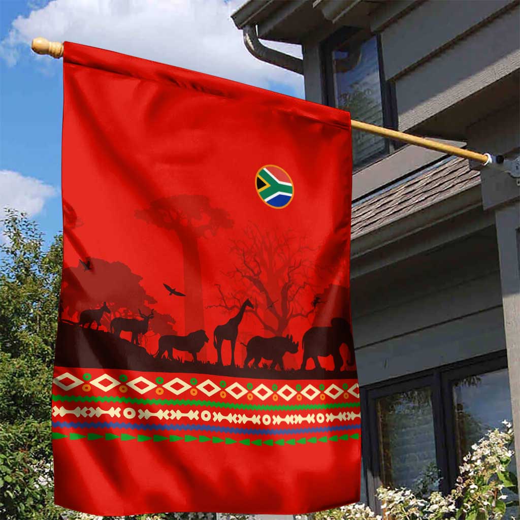 Wildlife South Africa Garden Flag Tribal Pattern National Flag Safari Silhouettes TS04