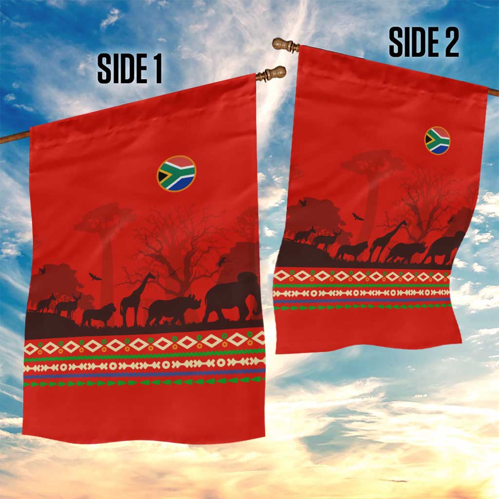 Wildlife South Africa Garden Flag Tribal Pattern National Flag Safari Silhouettes TS04