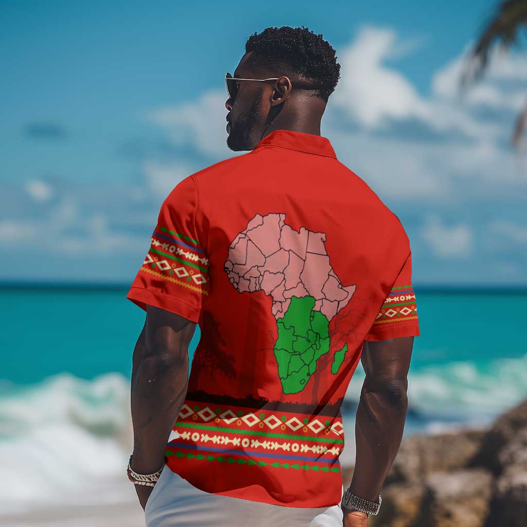 Wildlife South Africa Hawaiian Shirt Tribal Pattern National Flag Safari Silhouettes TS04