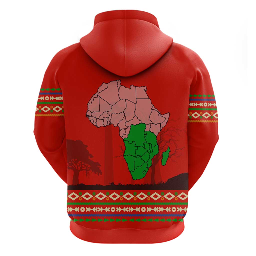 South Africa Wildlife Hoodie Tribal Pattern with National Flag and Safari Silhouettes TS04