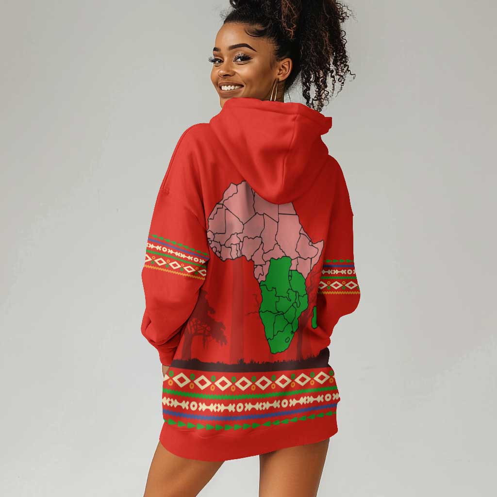 Wildlife South Africa Hoodie Dress Tribal Pattern National Flag Safari Silhouettes TS04