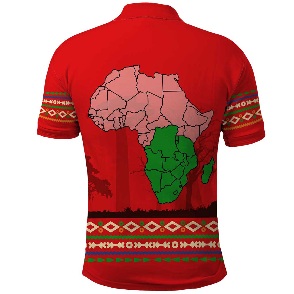 South Africa Wildlife Polo Shirt Tribal Pattern with National Flag and Safari Silhouettes TS04
