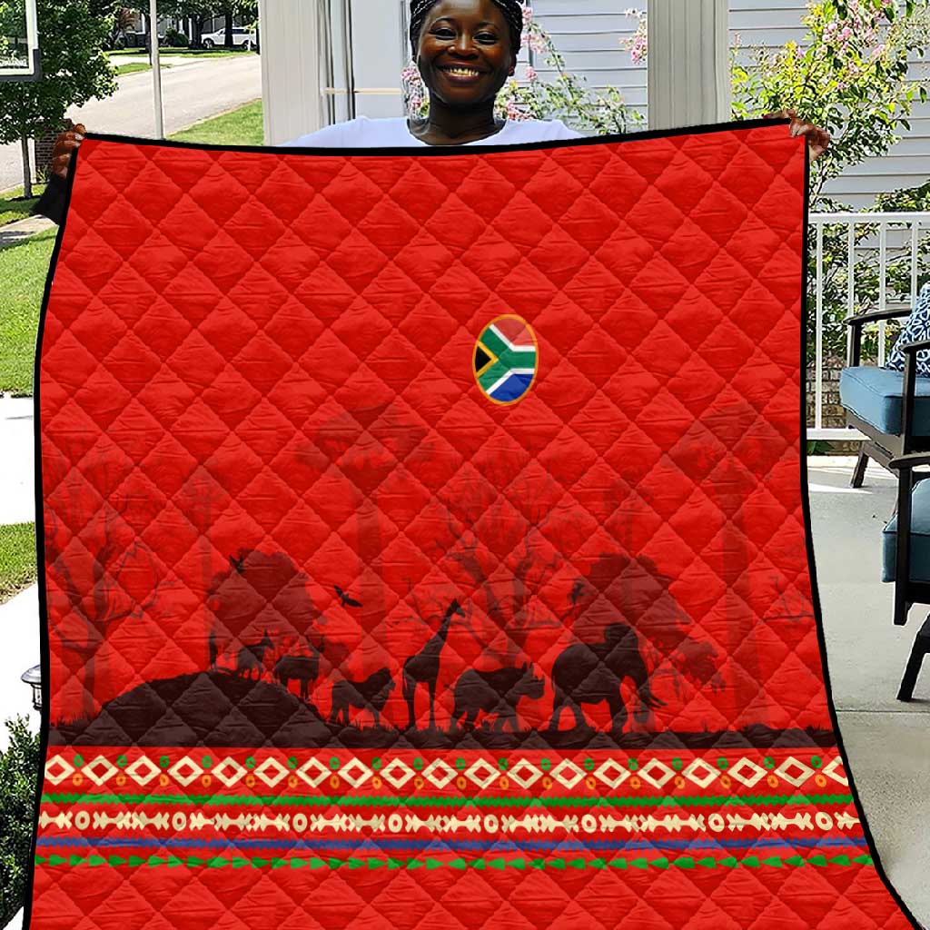 Wildlife South Africa Quilt Tribal Pattern National Flag Safari Silhouettes TS04