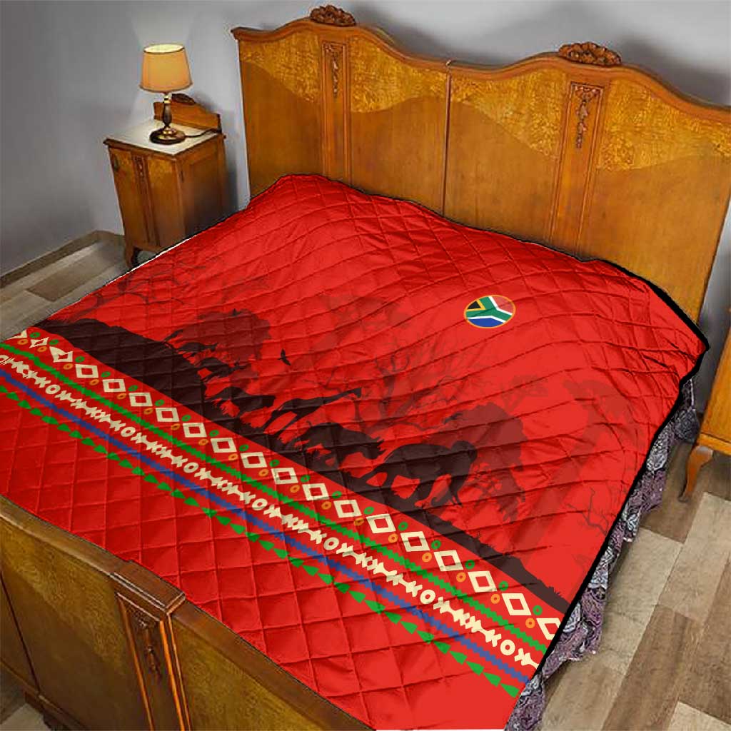 Wildlife South Africa Quilt Tribal Pattern National Flag Safari Silhouettes TS04