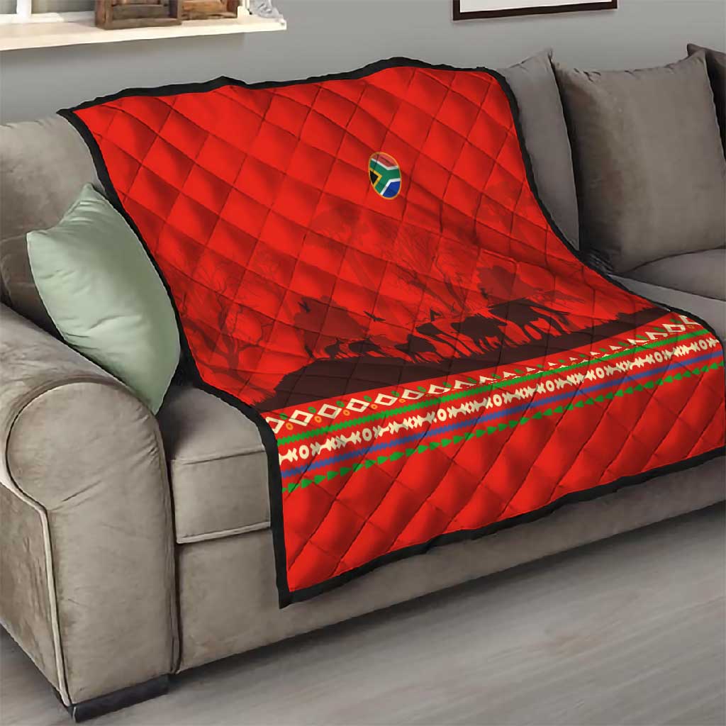 Wildlife South Africa Quilt Tribal Pattern National Flag Safari Silhouettes TS04
