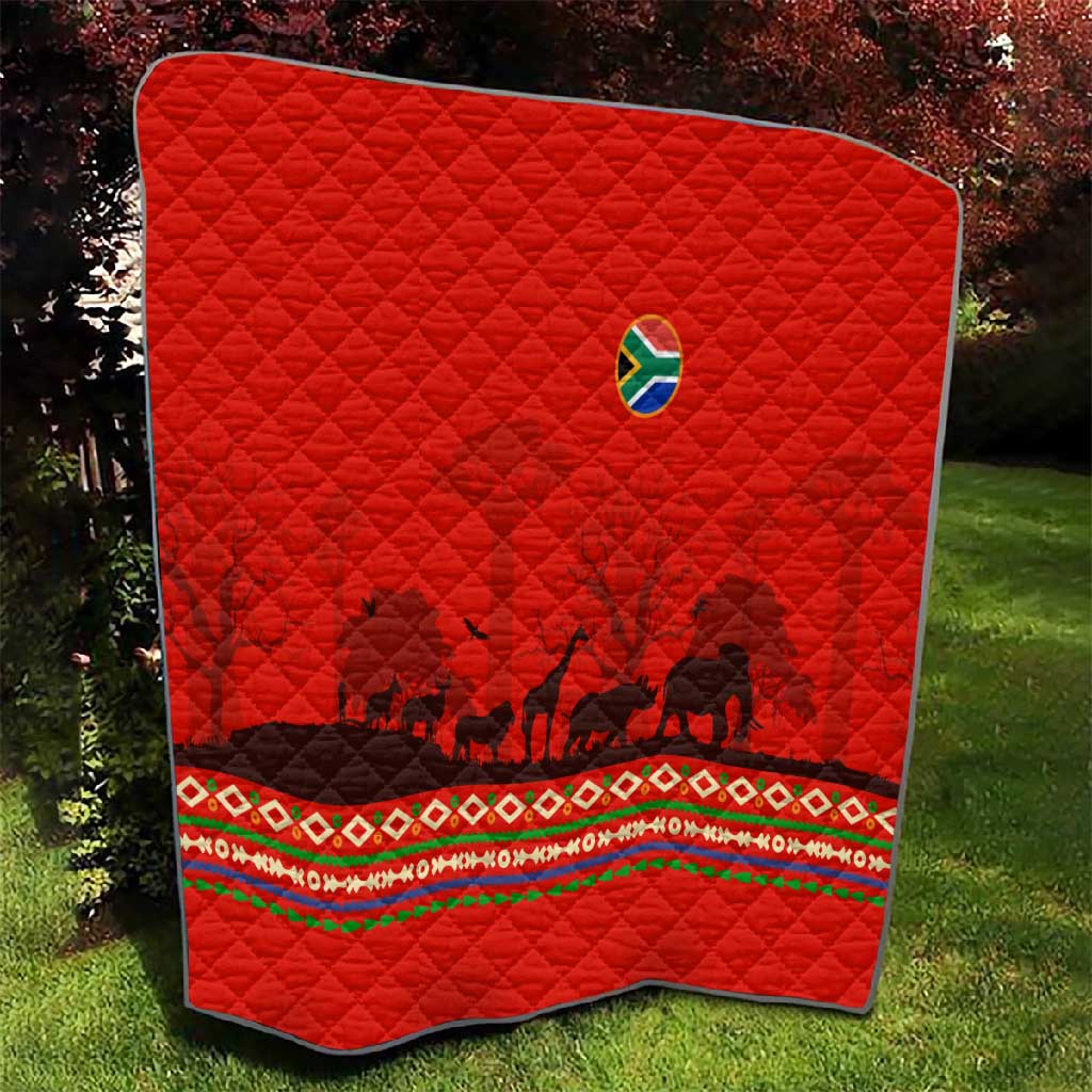 Wildlife South Africa Quilt Tribal Pattern National Flag Safari Silhouettes TS04