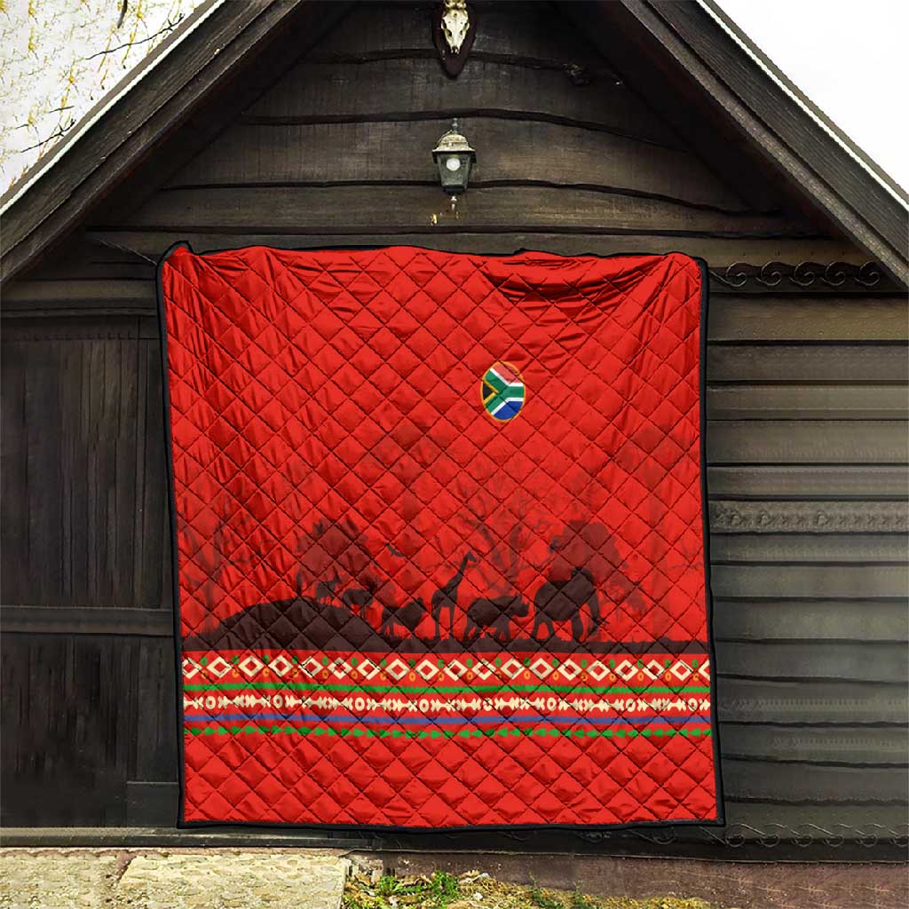 Wildlife South Africa Quilt Tribal Pattern National Flag Safari Silhouettes TS04