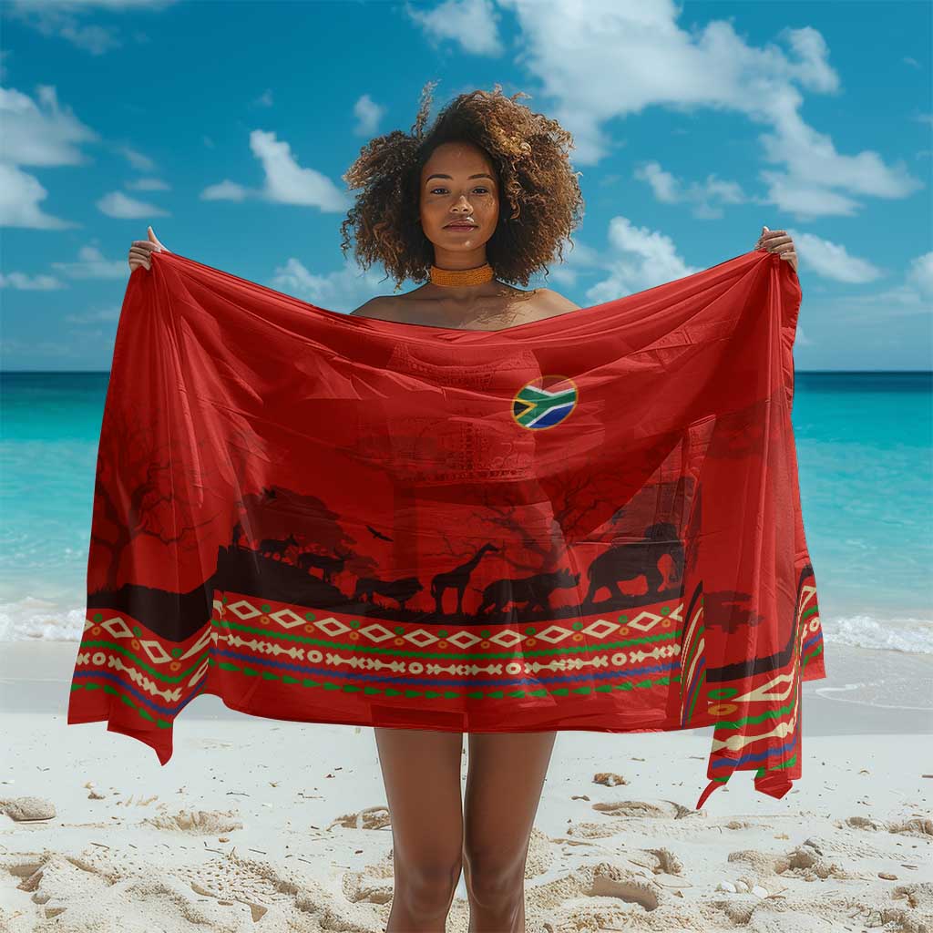 Wildlife South Africa Sarong Tribal Pattern National Flag Safari Silhouettes TS04