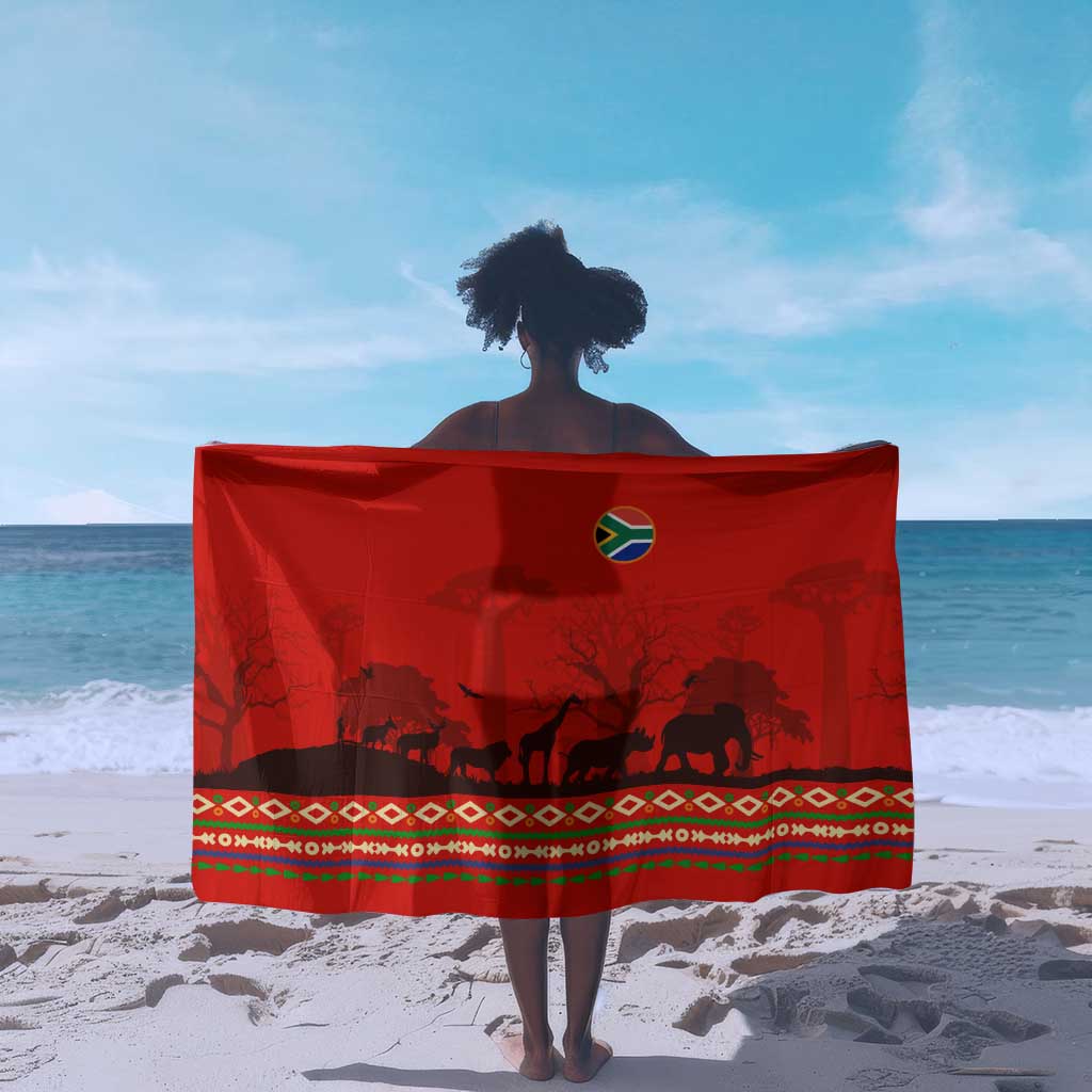 Wildlife South Africa Sarong Tribal Pattern National Flag Safari Silhouettes TS04