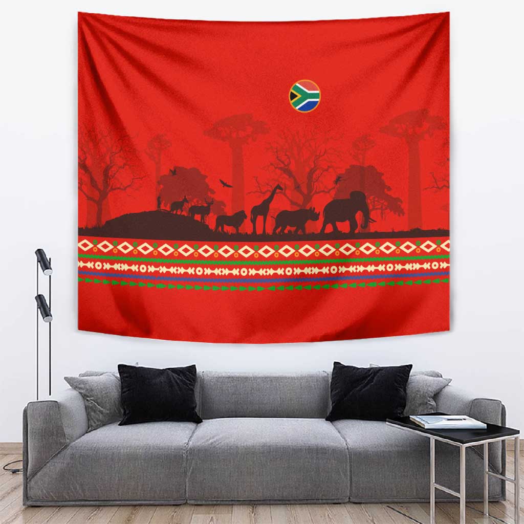 Wildlife South Africa Tapestry Tribal Pattern National Flag Safari Silhouettes TS04