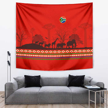 Wildlife South Africa Tapestry Tribal Pattern National Flag Safari Silhouettes TS04