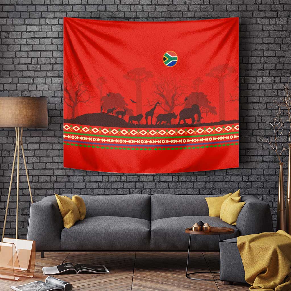 Wildlife South Africa Tapestry Tribal Pattern National Flag Safari Silhouettes TS04