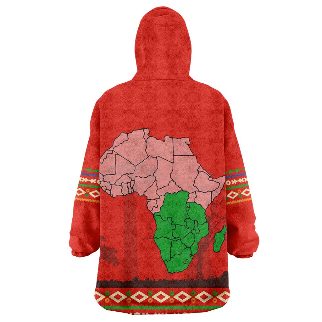 Wildlife South Africa Wearable Blanket Hoodie Tribal Pattern National Flag Safari Silhouettes TS04