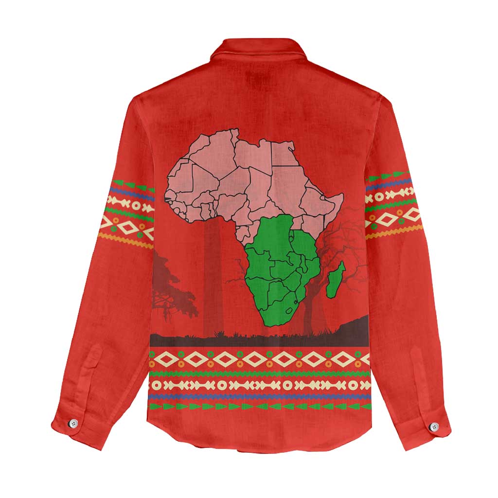 Wildlife South Africa Women Casual Shirt Tribal Pattern National Flag Safari Silhouettes TS04
