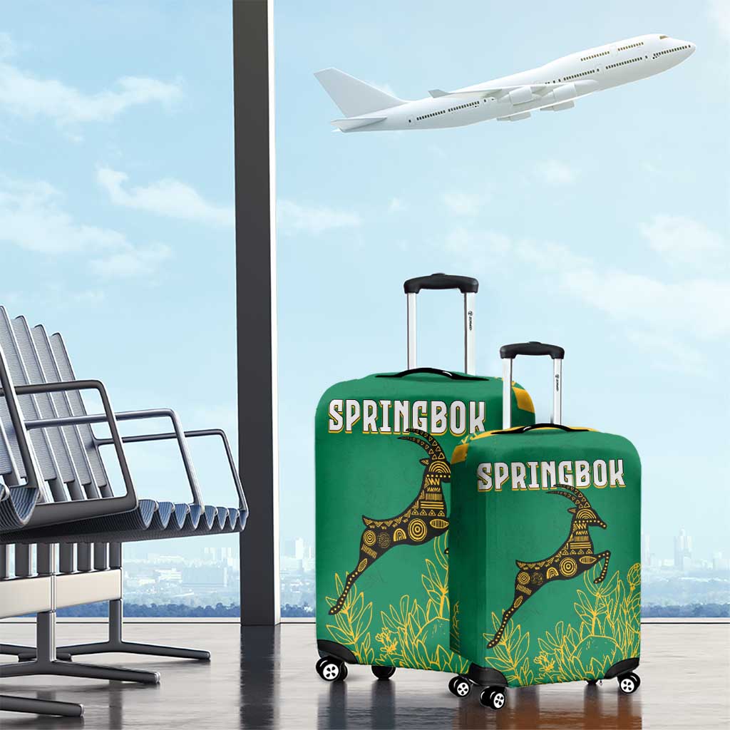 South Africa Springboks Luggage Cover with Tribal Antelope Design and Floral Accents TS04