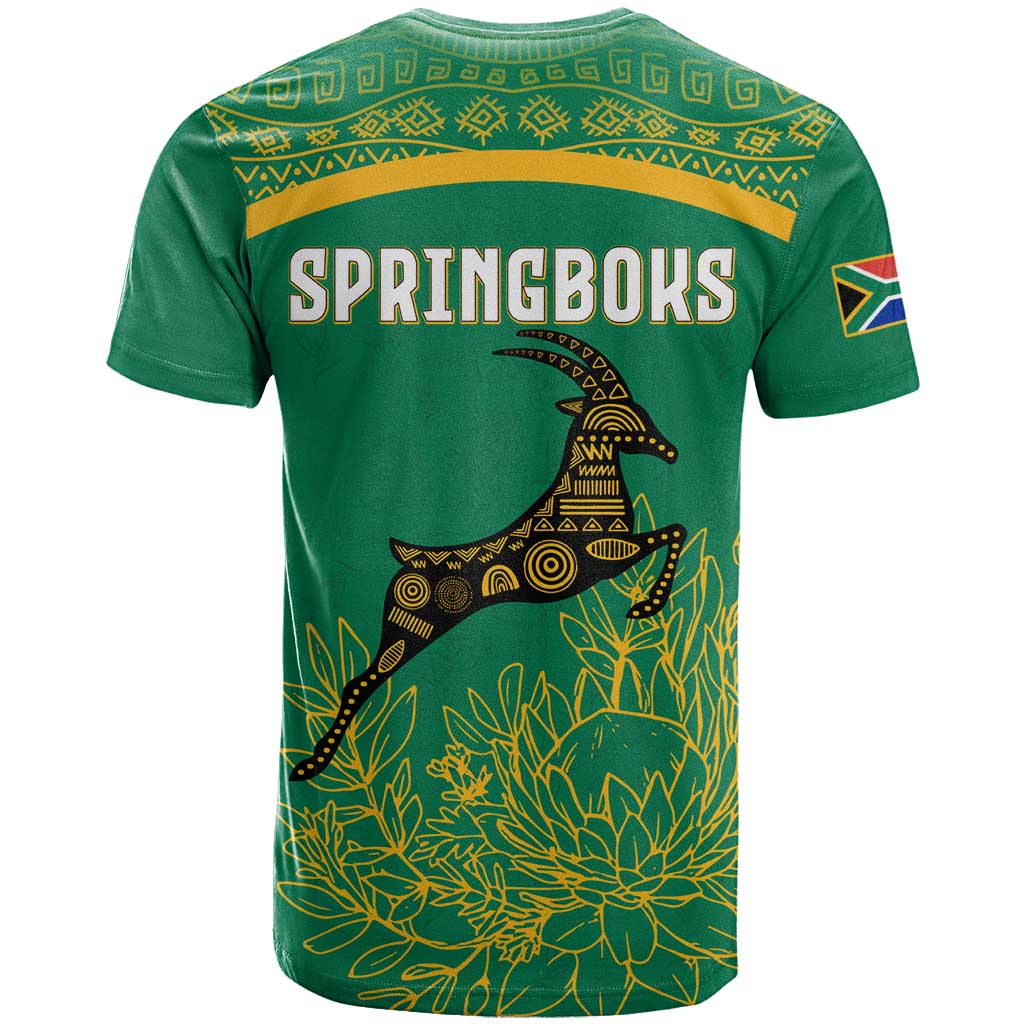 South Africa Springboks T shirt with Tribal Antelope Design and Floral Accents TS04
