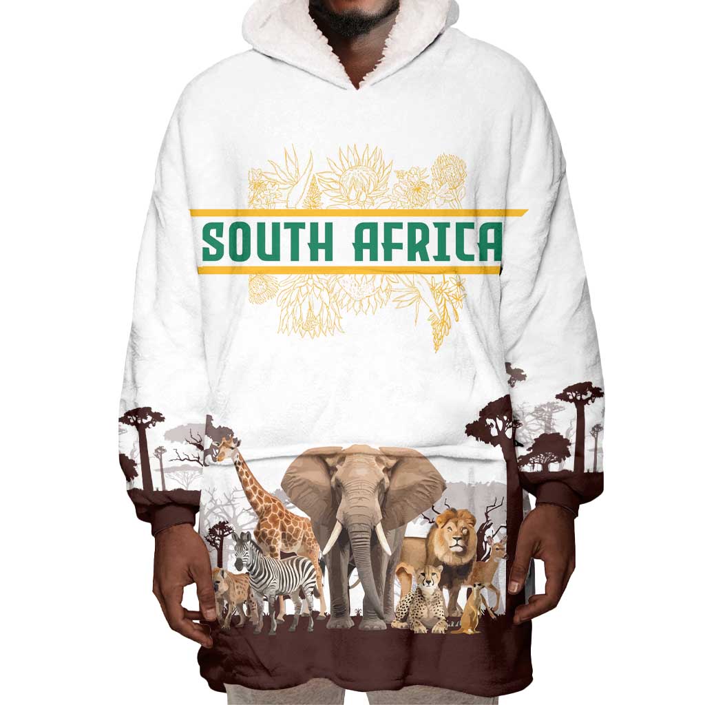 South Africa Wildlife Pride Wearable Blanket Hoodie Big Five Animals TS04