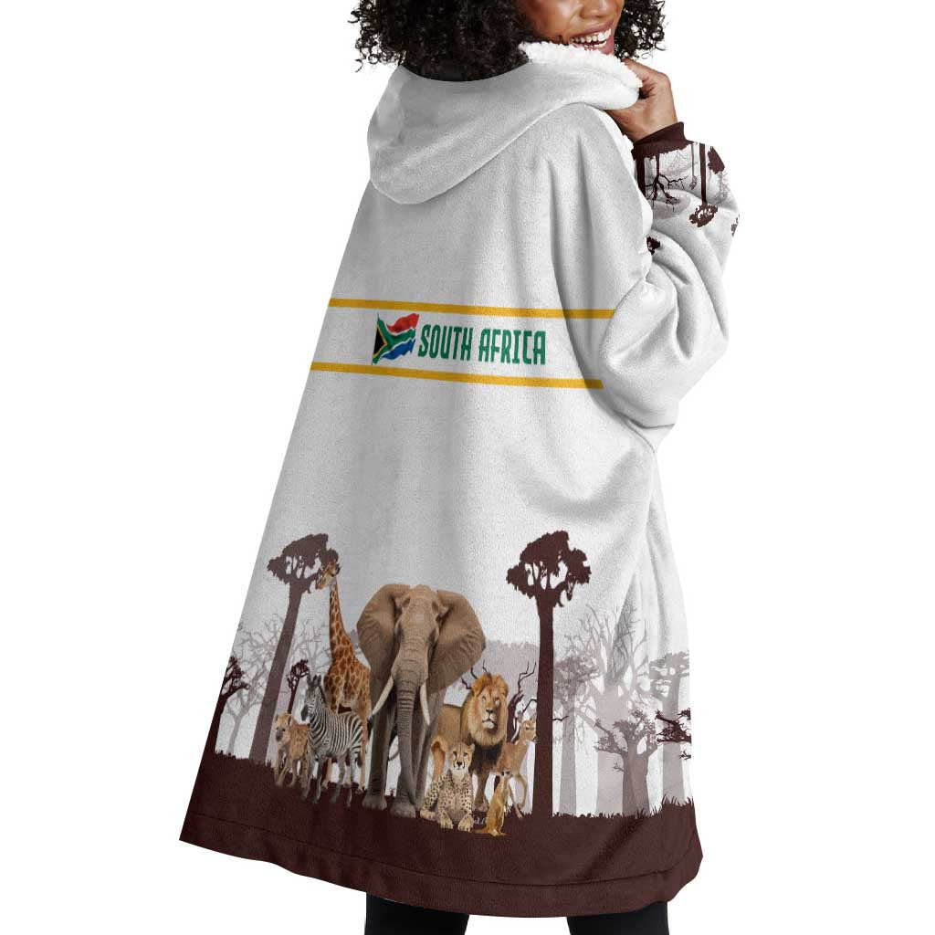 South Africa Wildlife Pride Wearable Blanket Hoodie Big Five Animals TS04
