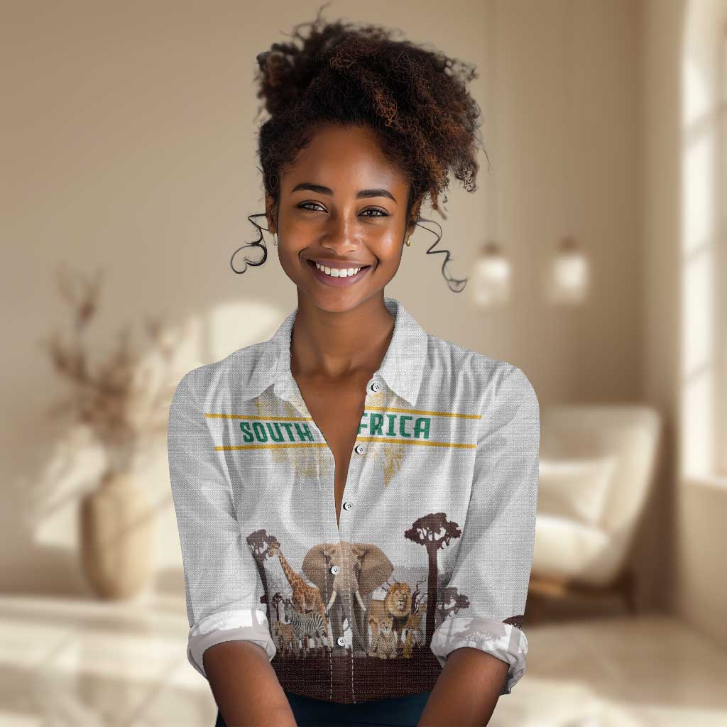 South Africa Wildlife Pride Women Casual Shirt Big Five Animals TS04