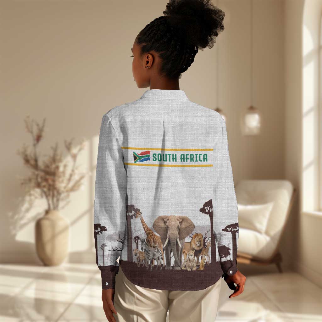 South Africa Wildlife Pride Women Casual Shirt Big Five Animals TS04
