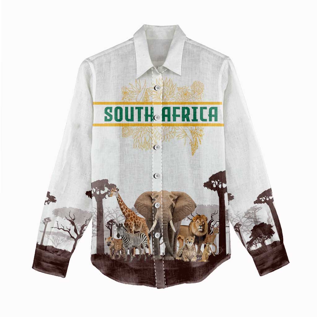 South Africa Wildlife Pride Women Casual Shirt Big Five Animals TS04