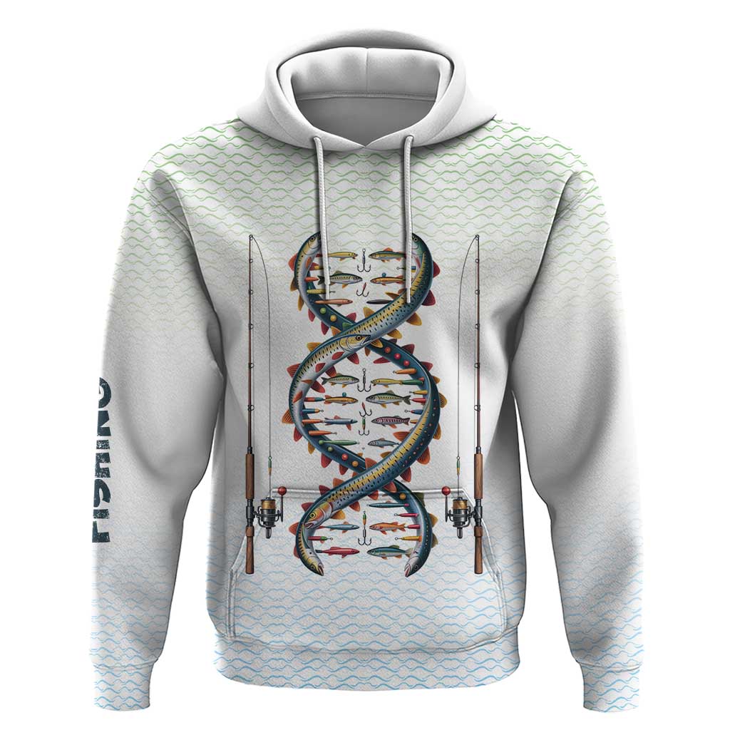 Fishing DNA Hoodie Colorful Fish Illustrations on White Scale For Fisherman TS04