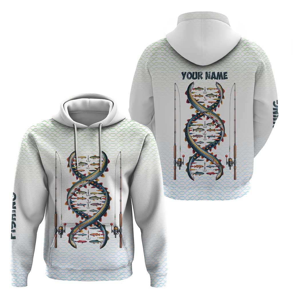Fishing DNA Hoodie Colorful Fish Illustrations on White Scale For Fisherman TS04