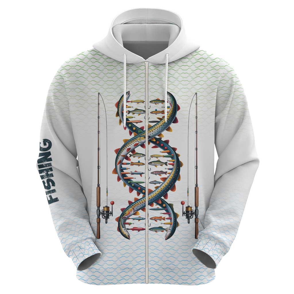 Fishing DNA Hoodie Colorful Fish Illustrations on White Scale For Fisherman TS04
