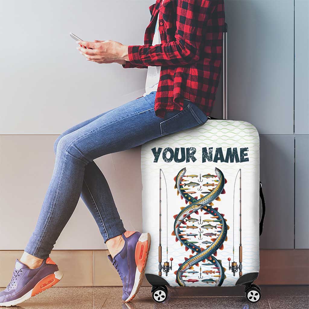 Fishing DNA Luggage Cover Colorful Fish Illustrations on White Scale For Fisherman TS04