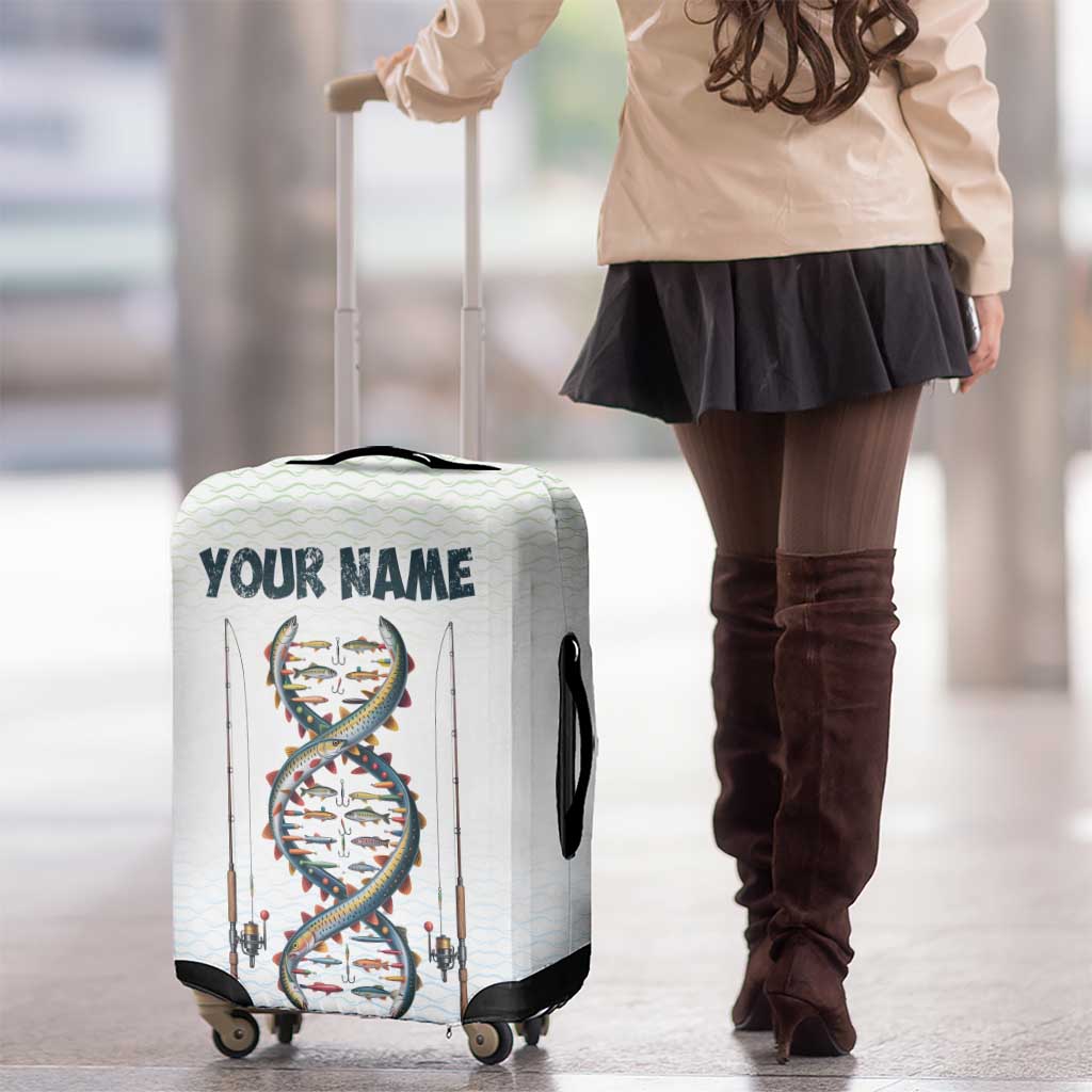 Fishing DNA Luggage Cover Colorful Fish Illustrations on White Scale For Fisherman TS04